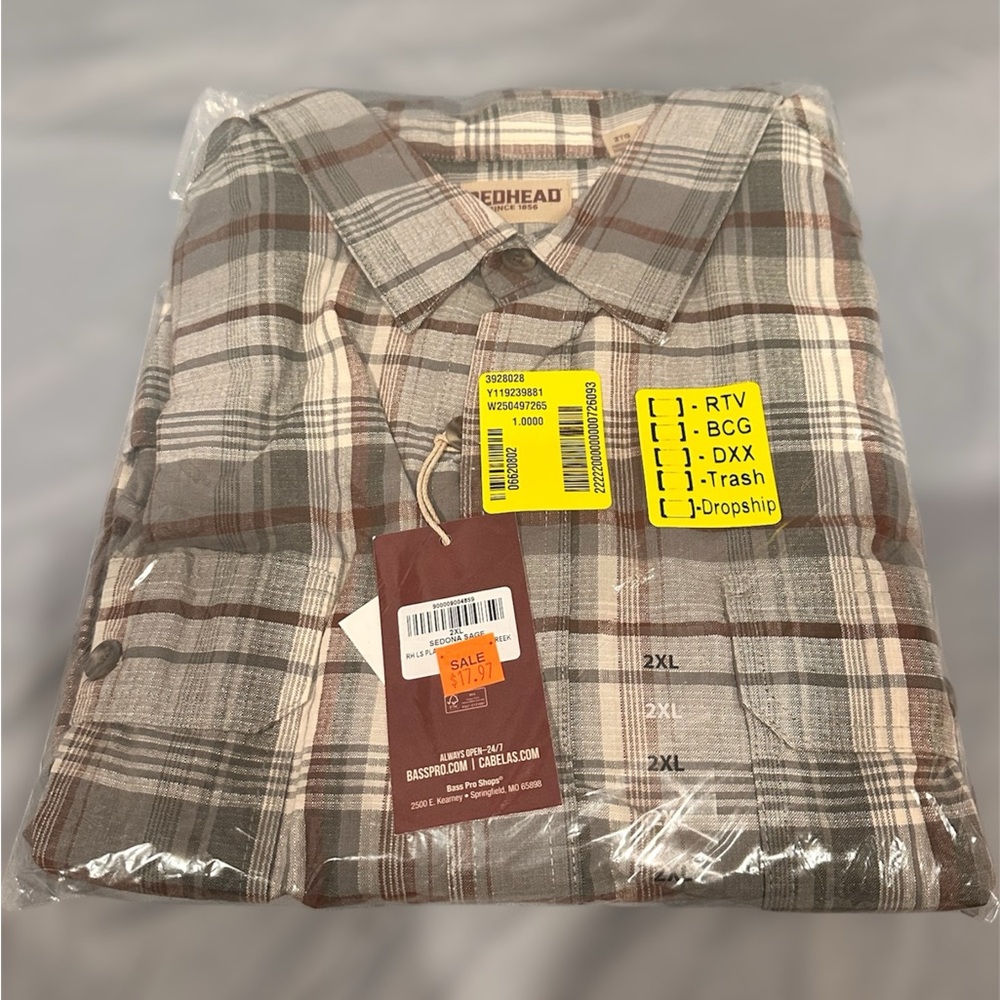 RedHead Men's Casual Plaid Shirt - Gray and Brown